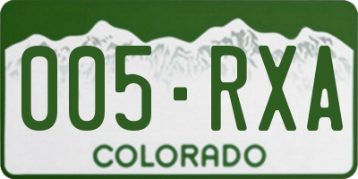 CO license plate 005RXA