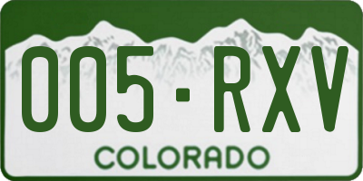 CO license plate 005RXV