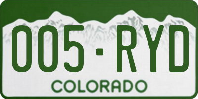 CO license plate 005RYD