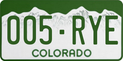 CO license plate 005RYE