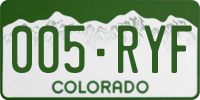 CO license plate 005RYF