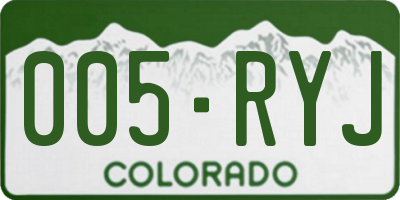 CO license plate 005RYJ