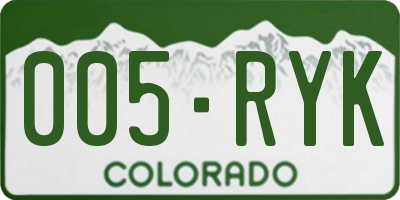 CO license plate 005RYK