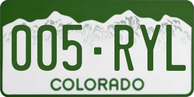 CO license plate 005RYL