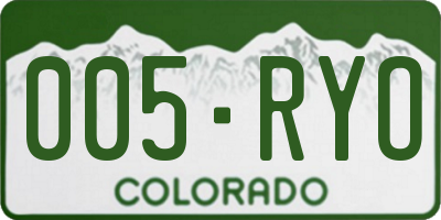 CO license plate 005RYO