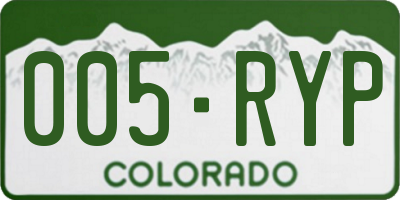 CO license plate 005RYP