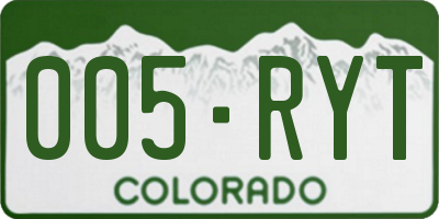 CO license plate 005RYT