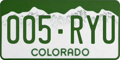 CO license plate 005RYU