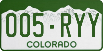 CO license plate 005RYY