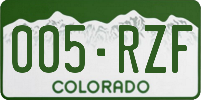 CO license plate 005RZF