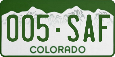 CO license plate 005SAF