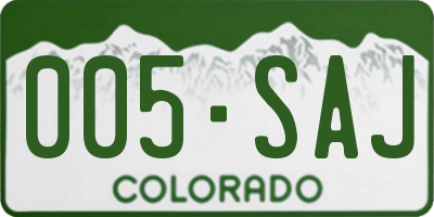 CO license plate 005SAJ