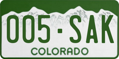 CO license plate 005SAK