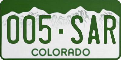 CO license plate 005SAR