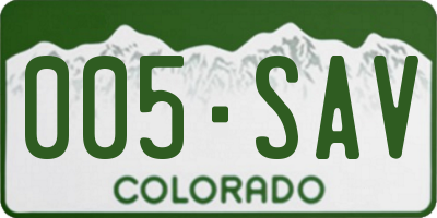 CO license plate 005SAV