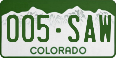CO license plate 005SAW