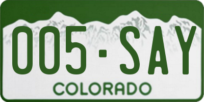CO license plate 005SAY