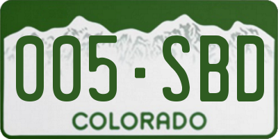 CO license plate 005SBD