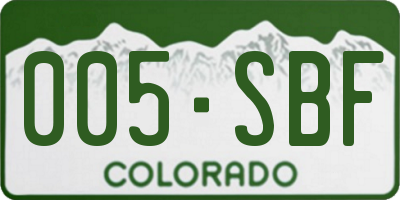 CO license plate 005SBF