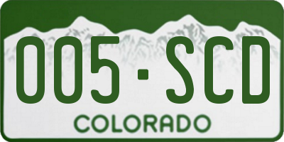 CO license plate 005SCD