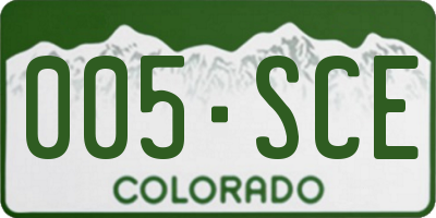 CO license plate 005SCE