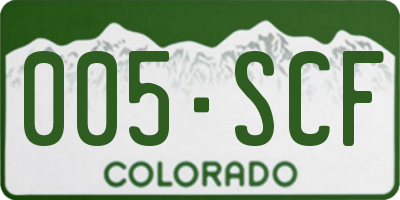 CO license plate 005SCF