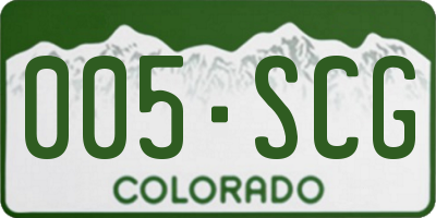 CO license plate 005SCG
