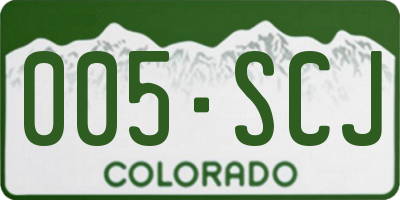 CO license plate 005SCJ