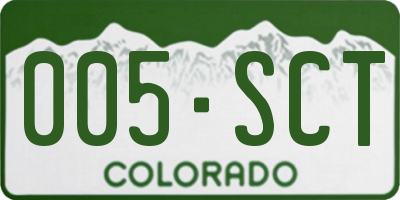CO license plate 005SCT