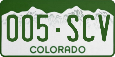 CO license plate 005SCV