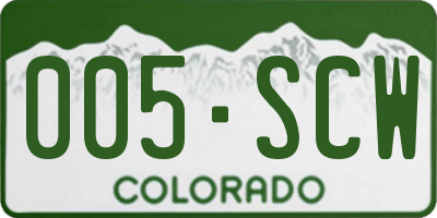 CO license plate 005SCW