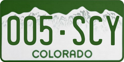 CO license plate 005SCY