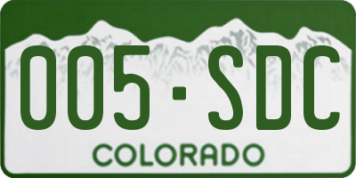 CO license plate 005SDC