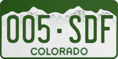 CO license plate 005SDF