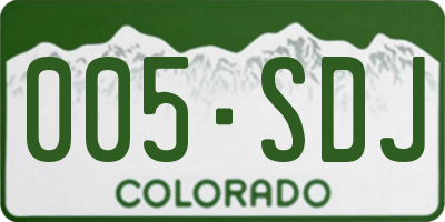 CO license plate 005SDJ