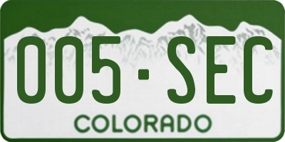 CO license plate 005SEC