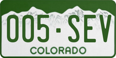 CO license plate 005SEV