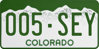CO license plate 005SEY