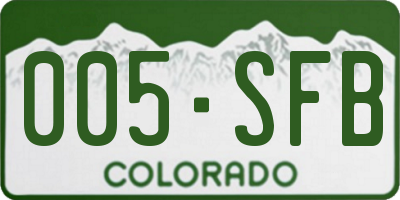 CO license plate 005SFB
