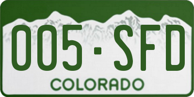 CO license plate 005SFD