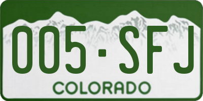 CO license plate 005SFJ