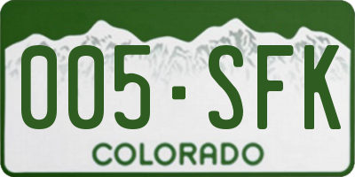 CO license plate 005SFK