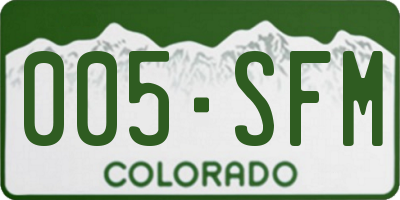 CO license plate 005SFM