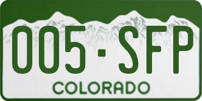 CO license plate 005SFP
