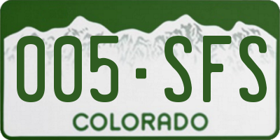 CO license plate 005SFS