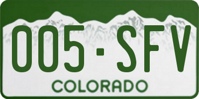 CO license plate 005SFV
