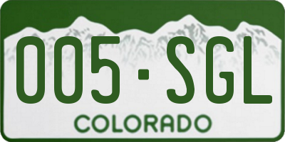 CO license plate 005SGL