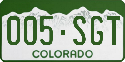 CO license plate 005SGT