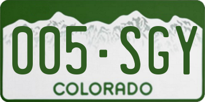 CO license plate 005SGY