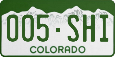 CO license plate 005SHI